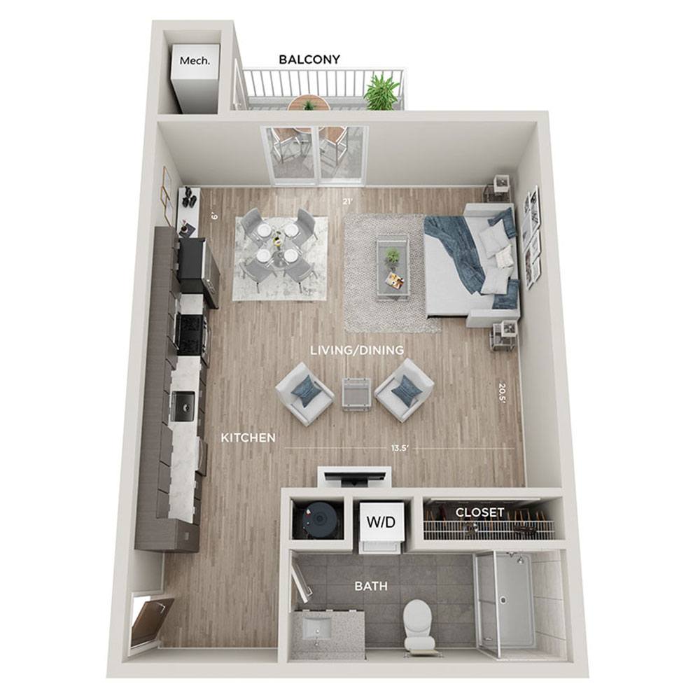 0 bedroom apartment for rent